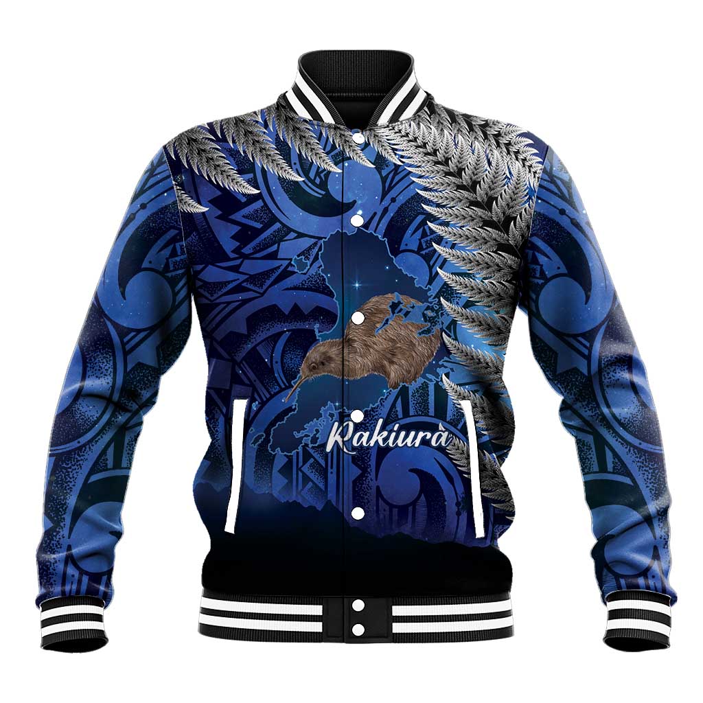 New Zealand Stewart Island Baseball Jacket Rakiura Kiwi Maori Glowing Sky LT14 Unisex Blue - Polynesian Pride