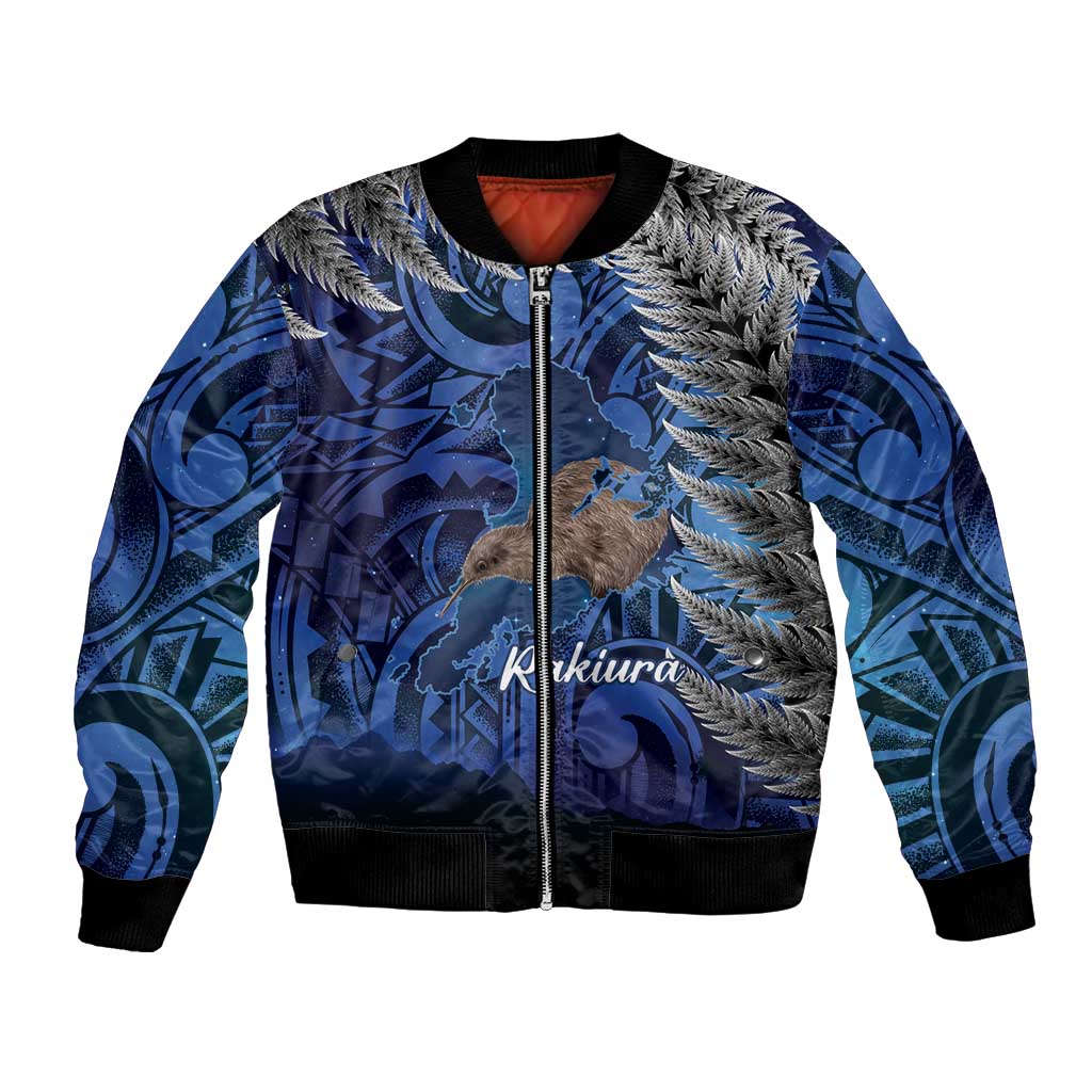 New Zealand Stewart Island Bomber Jacket Rakiura Kiwi Maori Glowing Sky LT14 Unisex Blue - Polynesian Pride