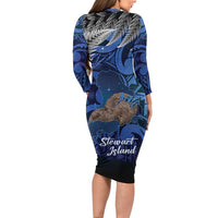 New Zealand Stewart Island Family Matching Long Sleeve Bodycon Dress and Hawaiian Shirt Rakiura Kiwi Maori Glowing Sky LT14 - Polynesian Pride