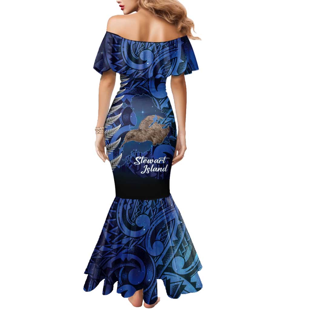 New Zealand Stewart Island Family Matching Mermaid Dress and Hawaiian Shirt Rakiura Kiwi Maori Glowing Sky LT14 - Polynesian Pride