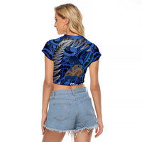 New Zealand Stewart Island Raglan Cropped T Shirt Rakiura Kiwi Maori Glowing Sky