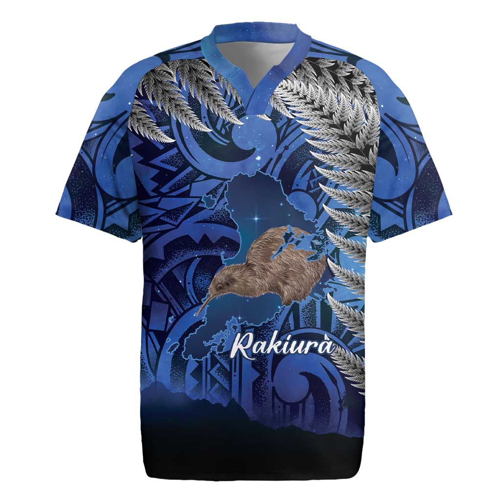 New Zealand Stewart Island Rugby Jersey Rakiura Kiwi Maori Glowing Sky LT14 Blue - Polynesian Pride