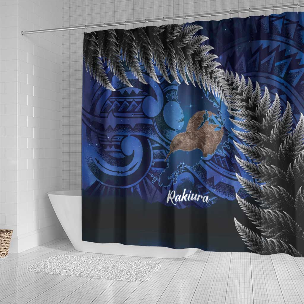 New Zealand Stewart Island Shower Curtain Rakiura Kiwi Maori Glowing Sky