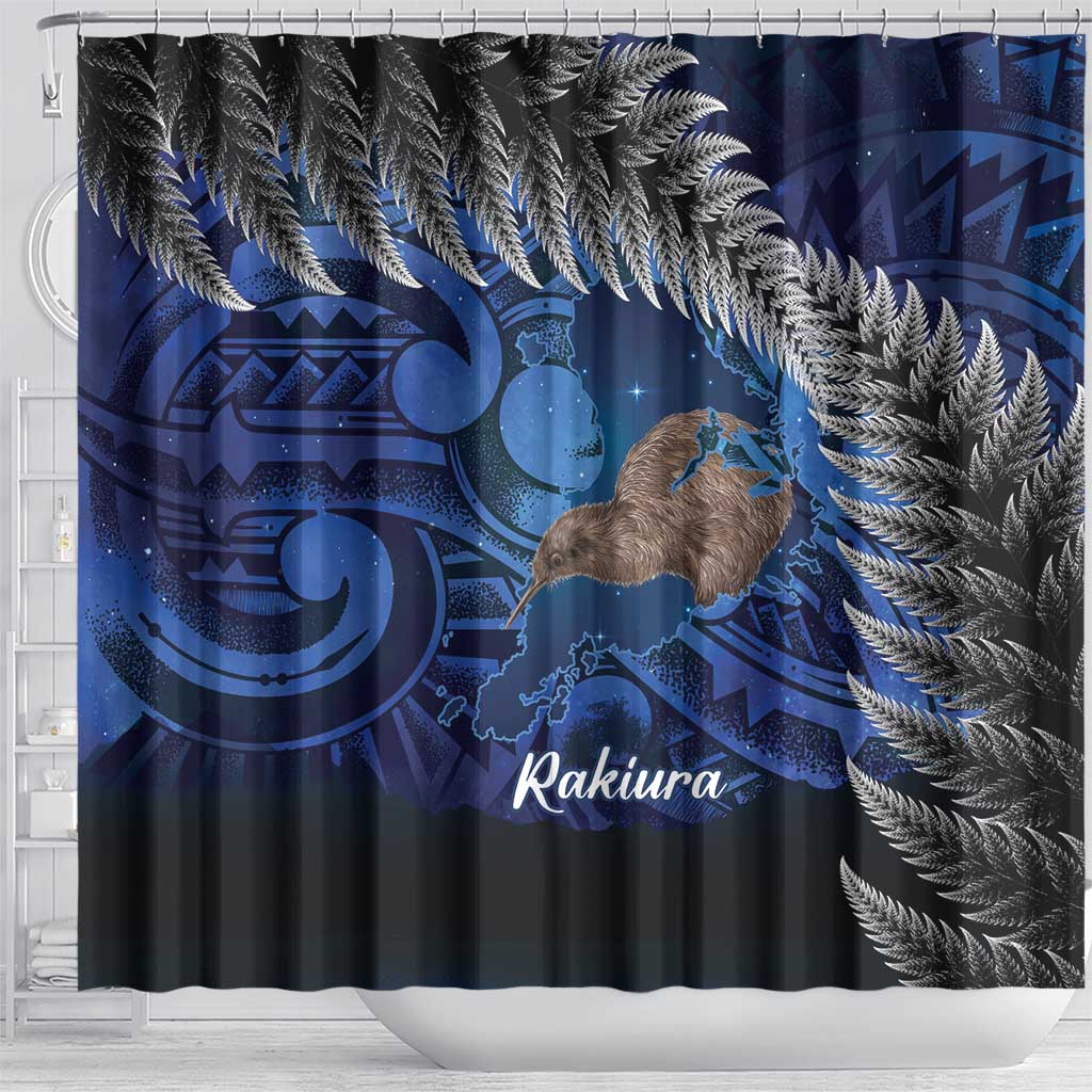 New Zealand Stewart Island Shower Curtain Rakiura Kiwi Maori Glowing Sky