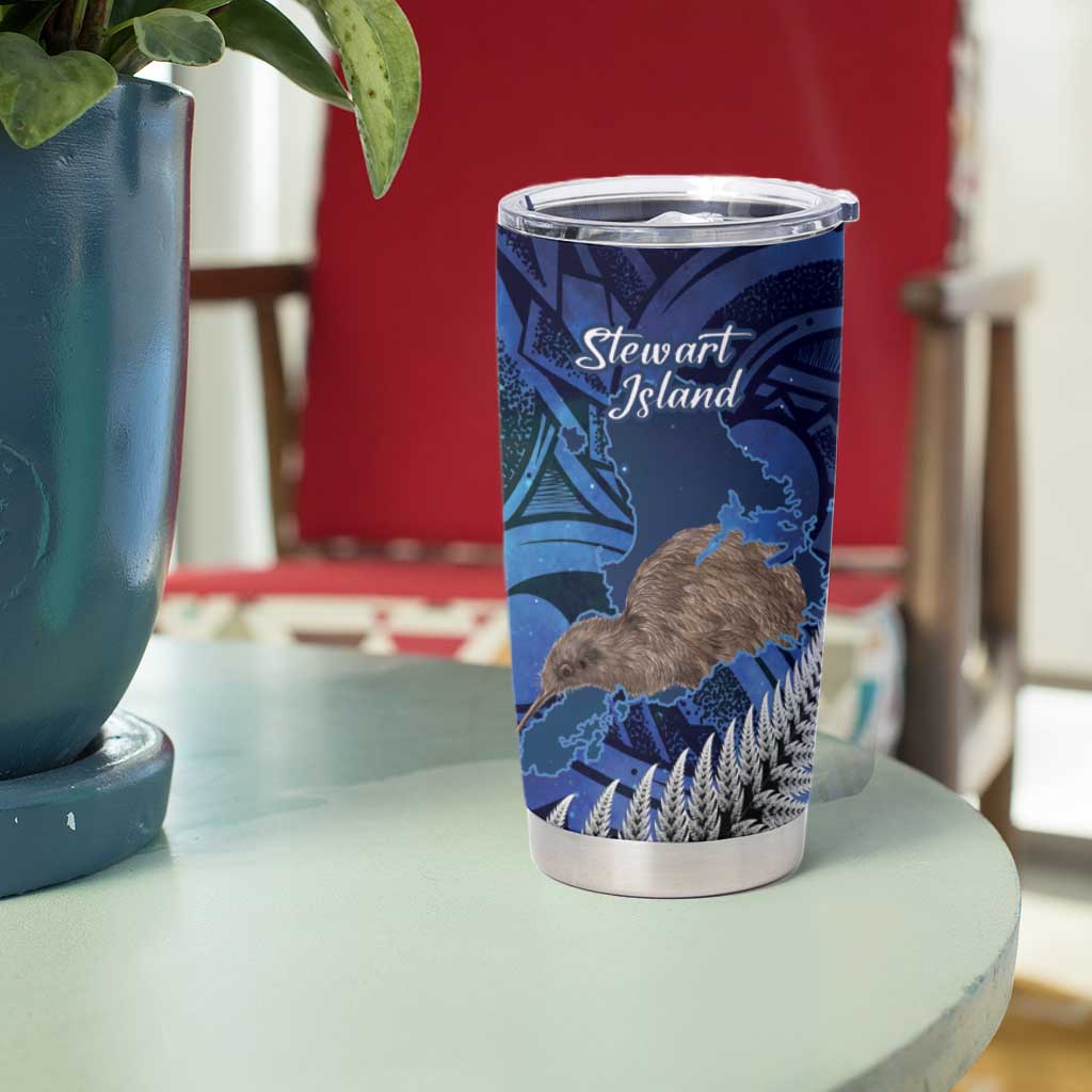 New Zealand Stewart Island Tumbler Cup Rakiura Kiwi Maori Glowing Sky