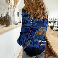 New Zealand Stewart Island Women Casual Shirt Rakiura Kiwi Maori Glowing Sky LT14 - Polynesian Pride