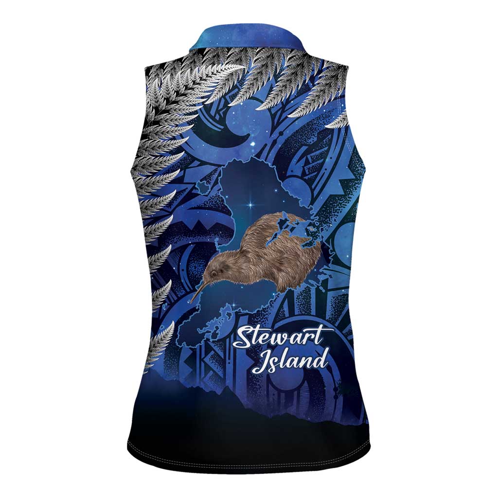 New Zealand Stewart Island Women Sleeveless Polo Shirt Rakiura Kiwi Maori Glowing Sky
