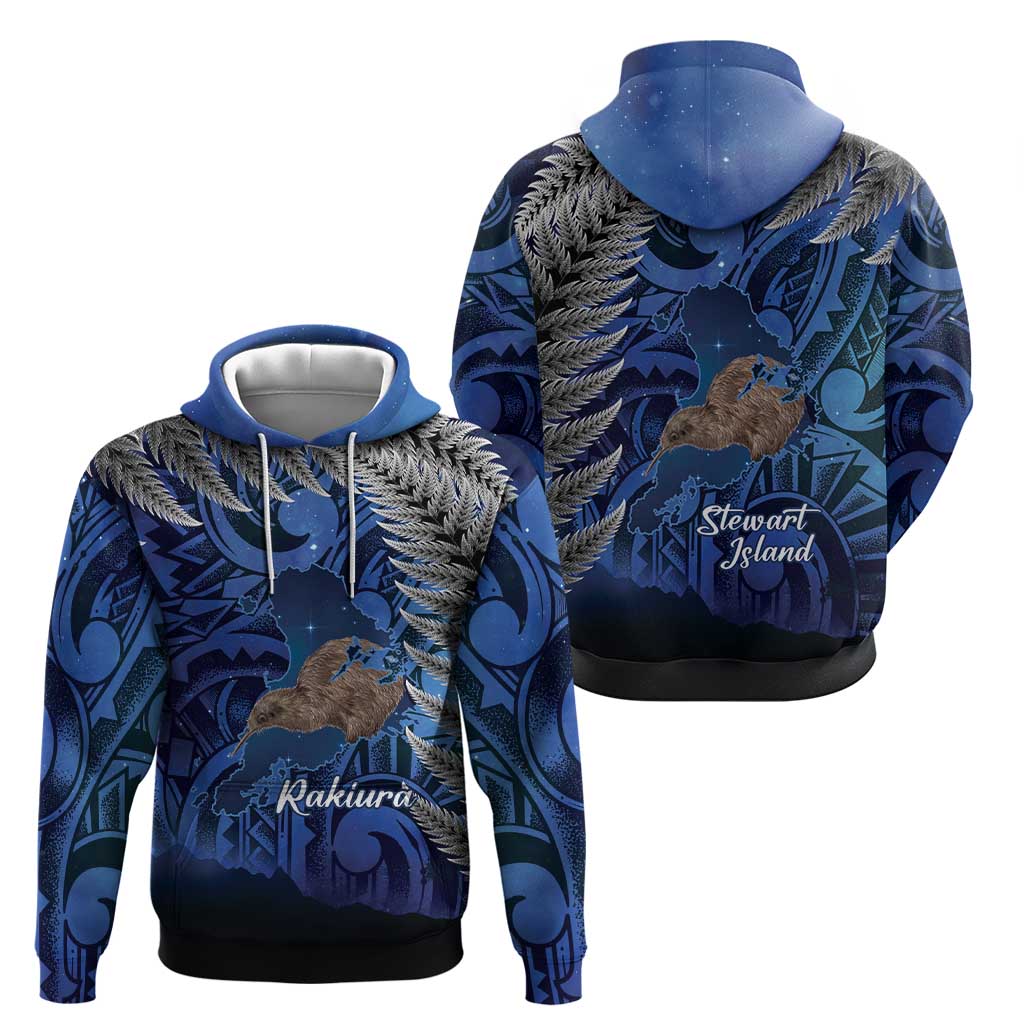 New Zealand Stewart Island Zip Hoodie Rakiura Kiwi Maori Glowing Sky