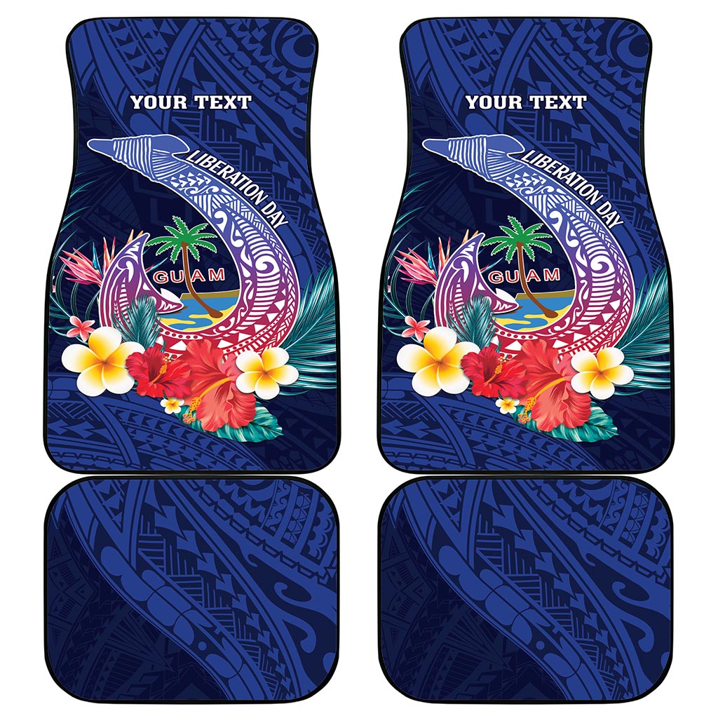 Personalised Guam Liberation Day Car Mats Happy 80th Anniversary Fish Hook Mix Tropical Flowers