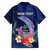 Personalised Guam Liberation Day Family Matching Off Shoulder Short Dress and Hawaiian Shirt Happy 80th Anniversary Fish Hook Mix Tropical Flowers