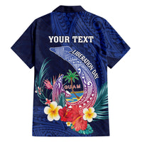 Personalised Guam Liberation Day Family Matching Puletasi and Hawaiian Shirt Happy 80th Anniversary Fish Hook Mix Tropical Flowers