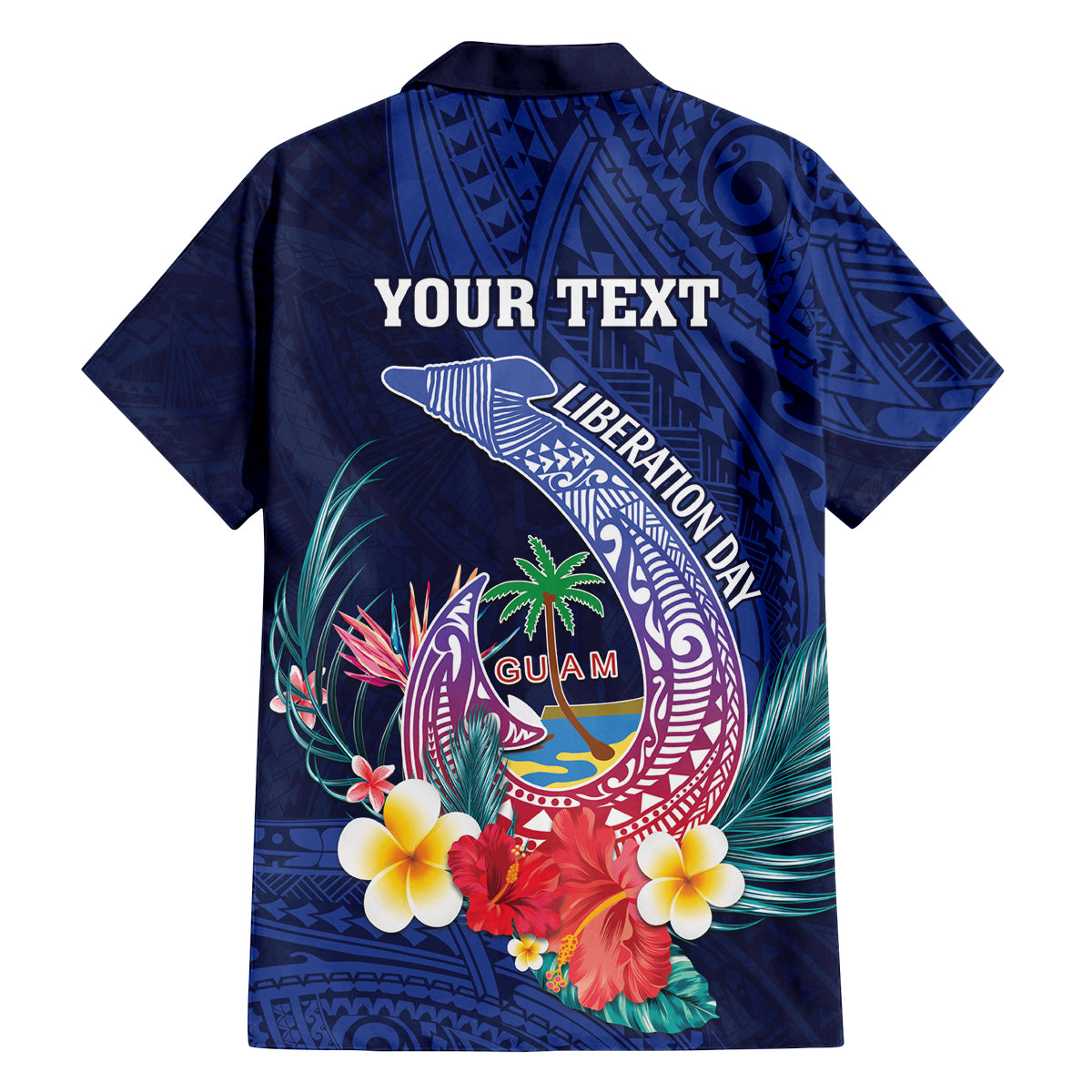 Personalised Guam Liberation Day Family Matching Tank Maxi Dress and Hawaiian Shirt Happy 80th Anniversary Fish Hook Mix Tropical Flowers