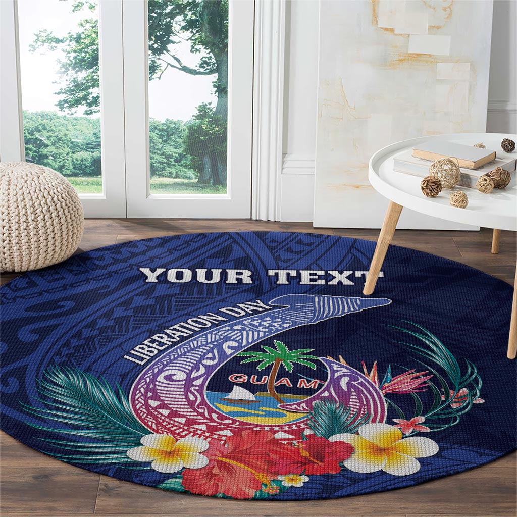 Personalised Guam Liberation Day Round Carpet Happy 80th Anniversary Fish Hook Mix Tropical Flowers