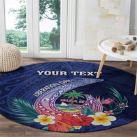 Personalised Guam Liberation Day Round Carpet Happy 80th Anniversary Fish Hook Mix Tropical Flowers
