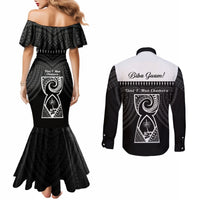 Guam Liberation Day Couples Matching Mermaid Dress and Long Sleeve Button Shirt Biba Guahan Chamorro 80th Anniversary - Black