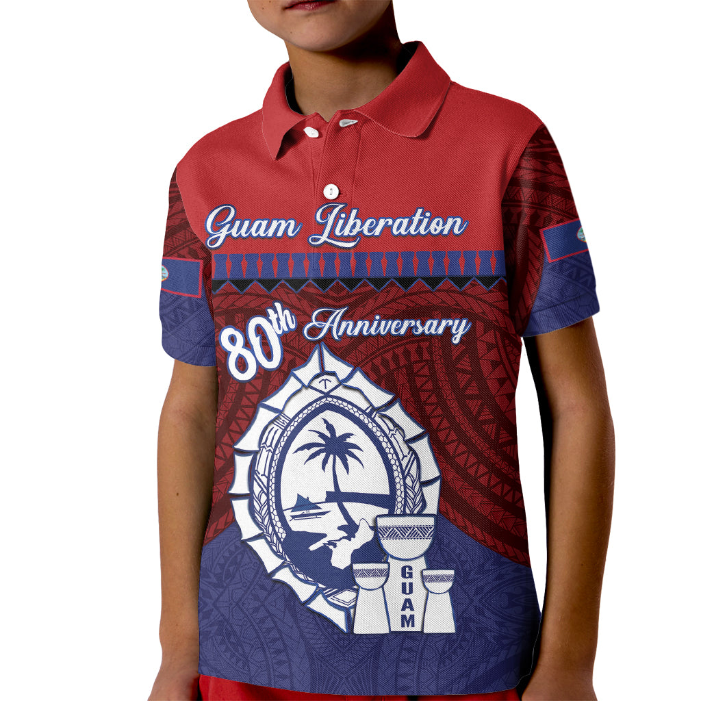 Guam Liberation Day Kid Polo Shirt Biba Guahan Chamorro 80th Anniversary - Blue