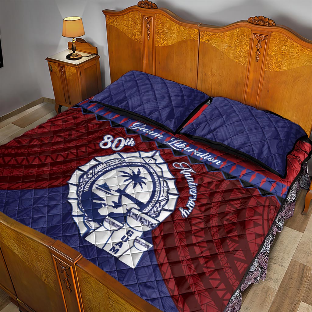 Guam Liberation Day Quilt Bed Set Biba Guahan Chamorro 80th Anniversary - Blue