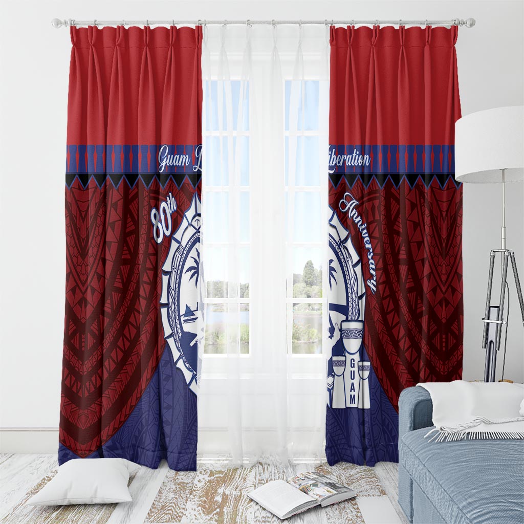 Guam Liberation Day Window Curtain Biba Guahan Chamorro 80th Anniversary - Blue