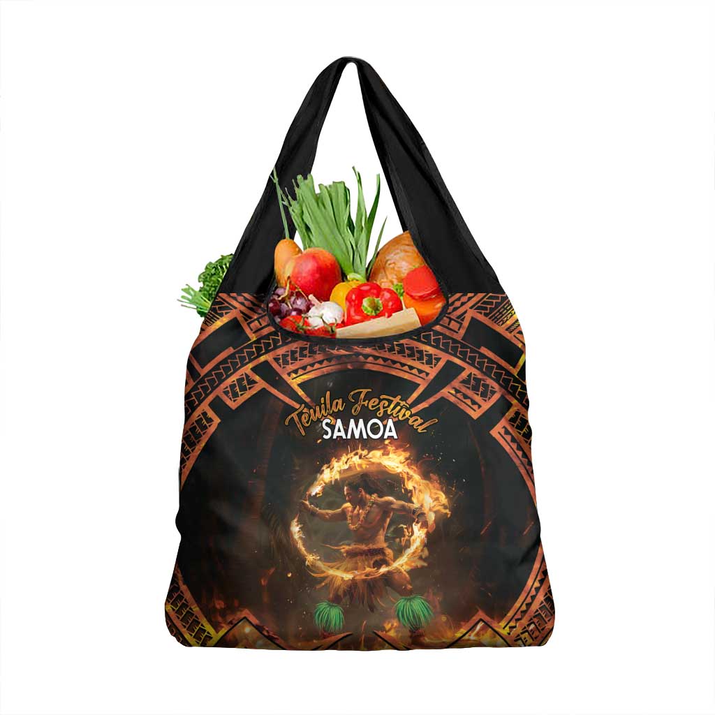 Samoa Teuila Festival Grocery Bag Samoan Siva Afi With Red Gingers