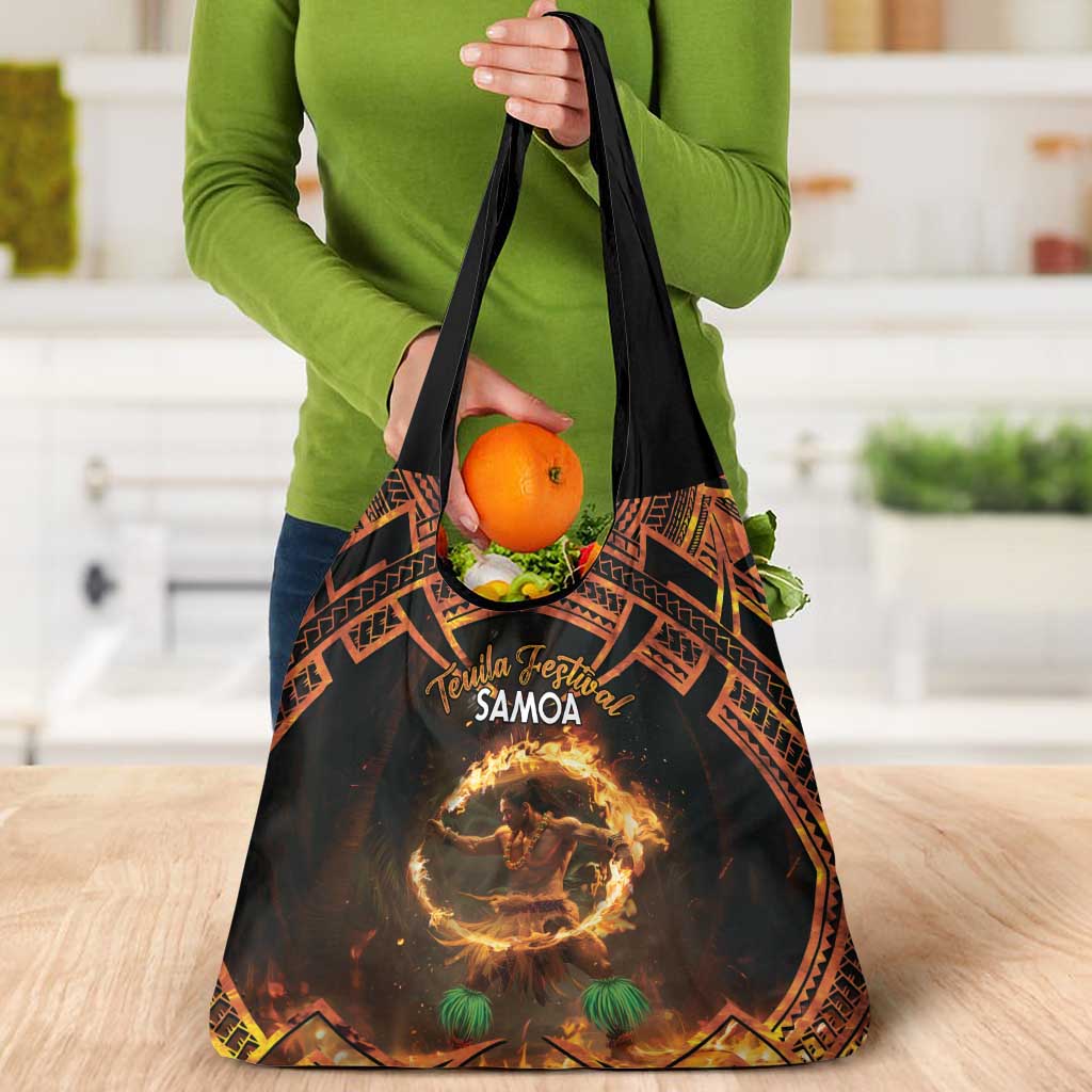 Samoa Teuila Festival Grocery Bag Samoan Siva Afi With Red Gingers