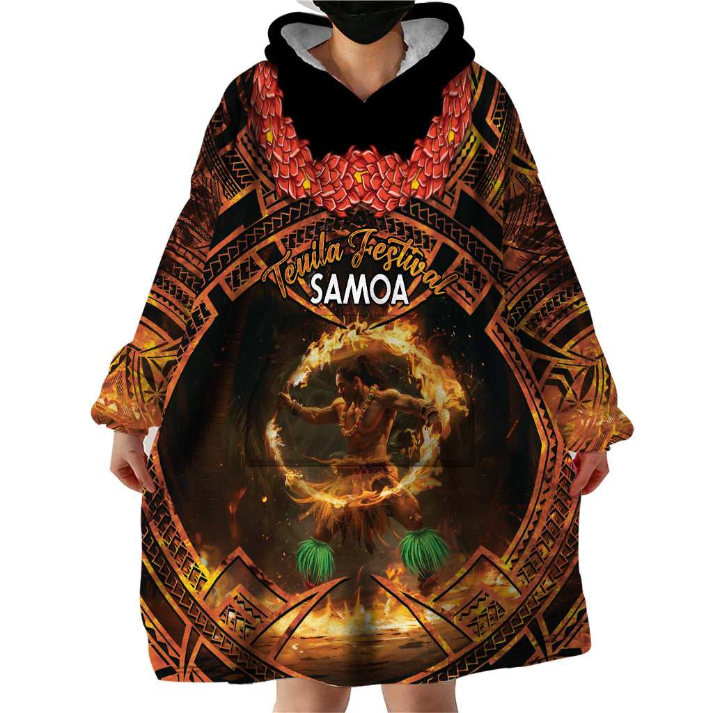 Samoa Teuila 2024 Festival Wearable Blanket Hoodie Samoan Siva Afi With Red Gingers
