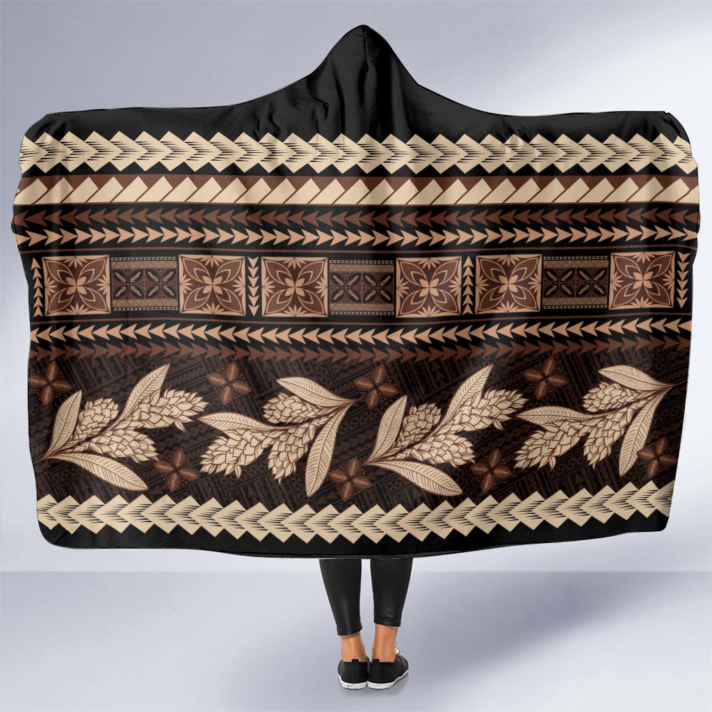 Black Samoa Siapo Teuila Flowers Hooded Blanket