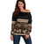 Black Samoa Siapo Teuila Flowers Off Shoulder Sweater