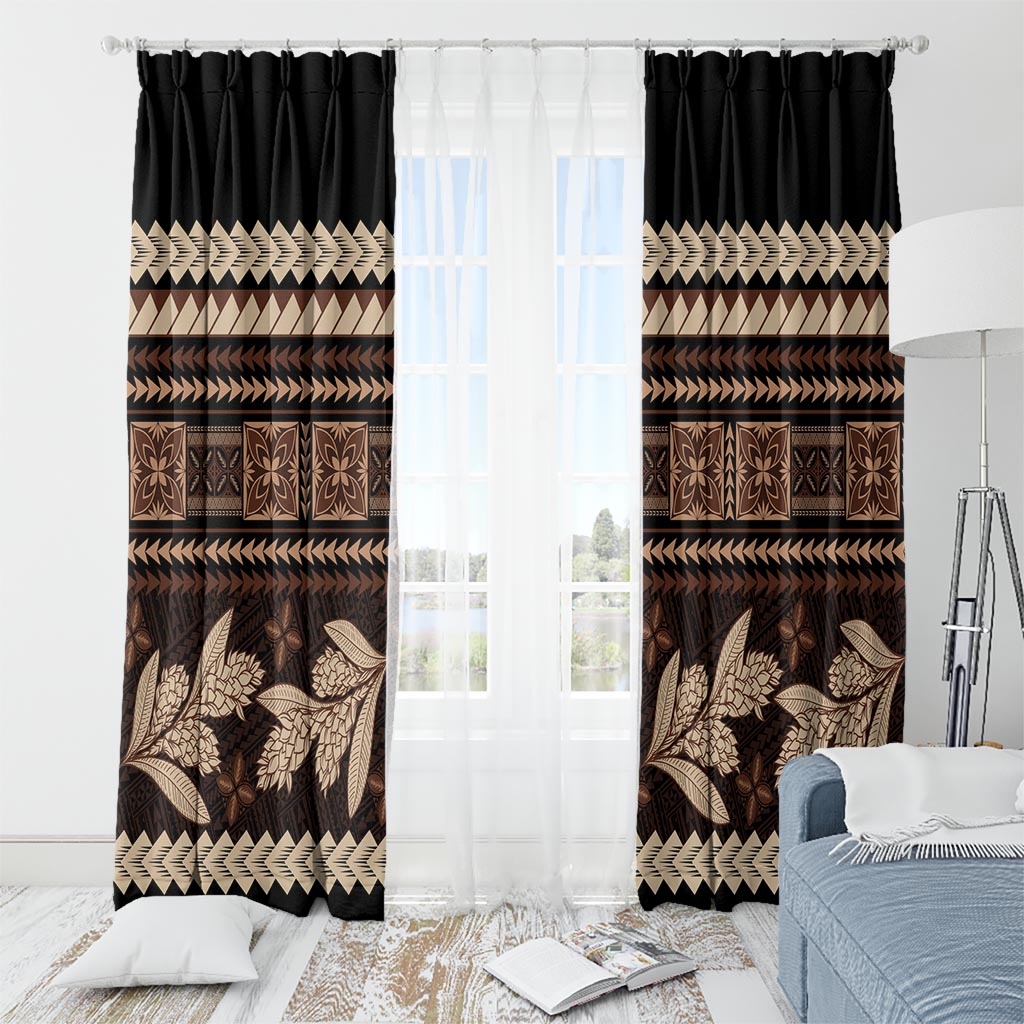 Black Samoa Siapo Teuila Flowers Window Curtain