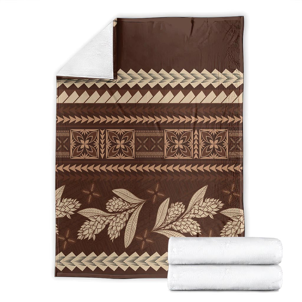 Brown Samoa Siapo Teuila Flowers Blanket