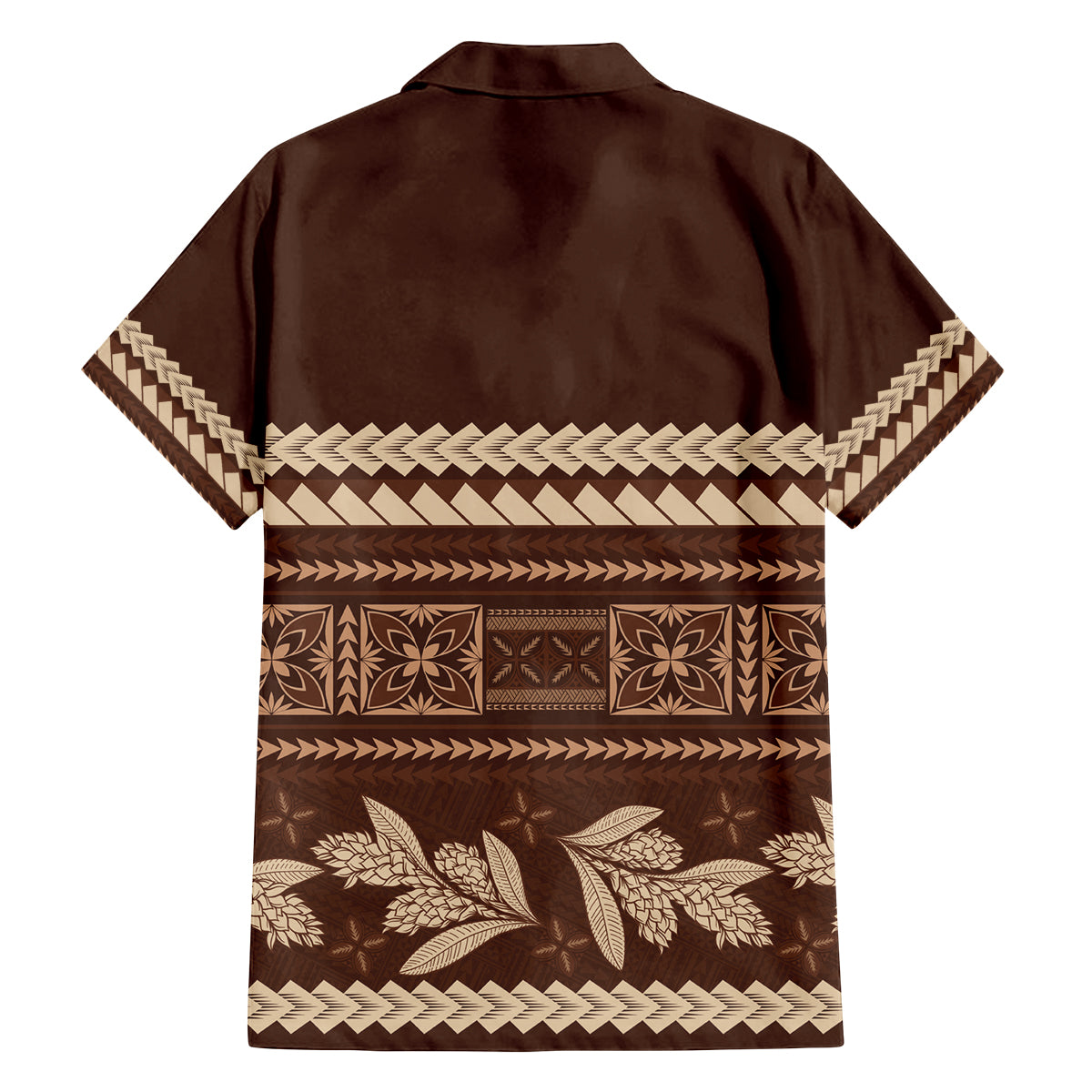 Brown Samoa Siapo Teuila Flowers Family Matching Long Sleeve Bodycon Dress and Hawaiian Shirt