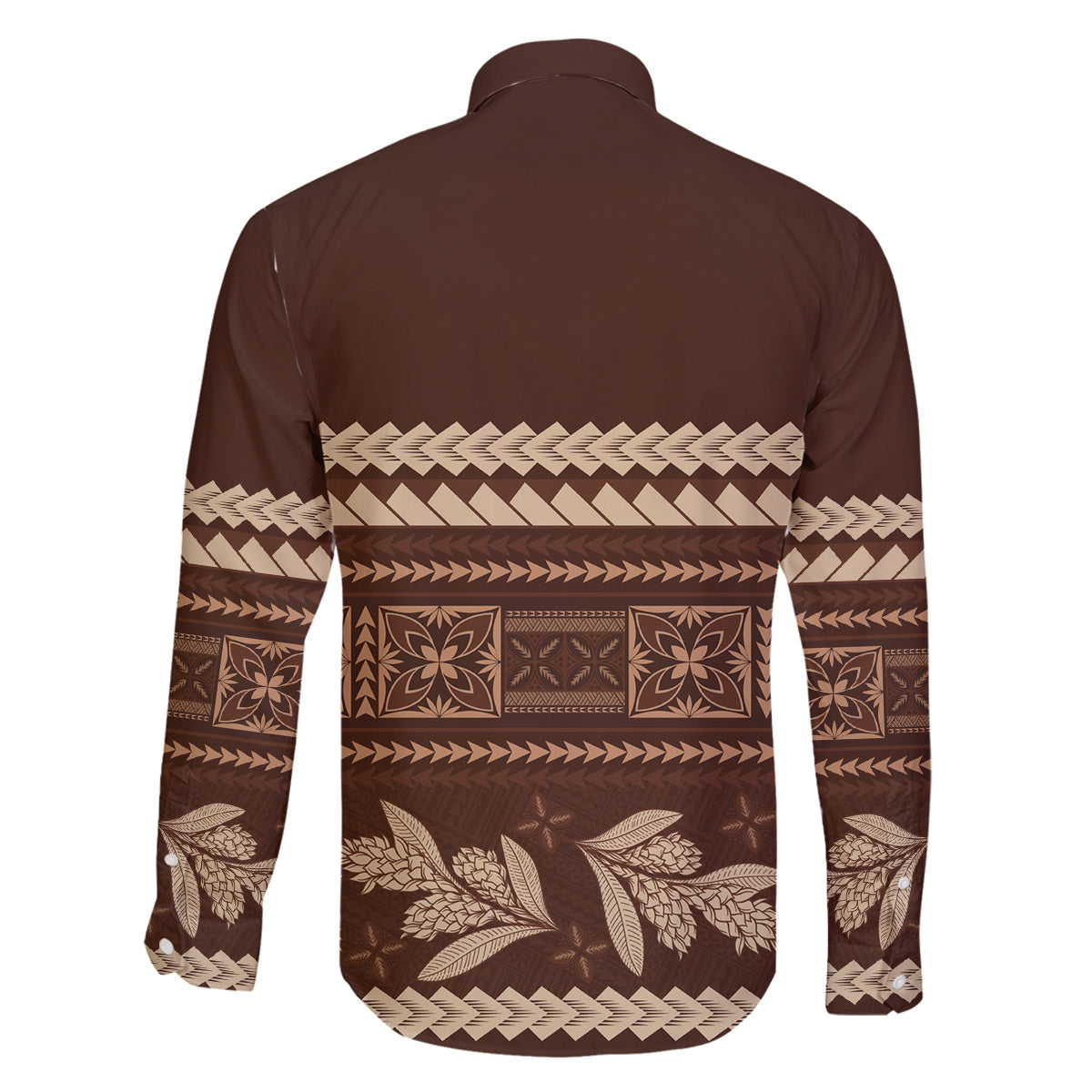 Brown Samoa Siapo Teuila Flowers Family Matching Off Shoulder Maxi Dress and Hawaiian Shirt