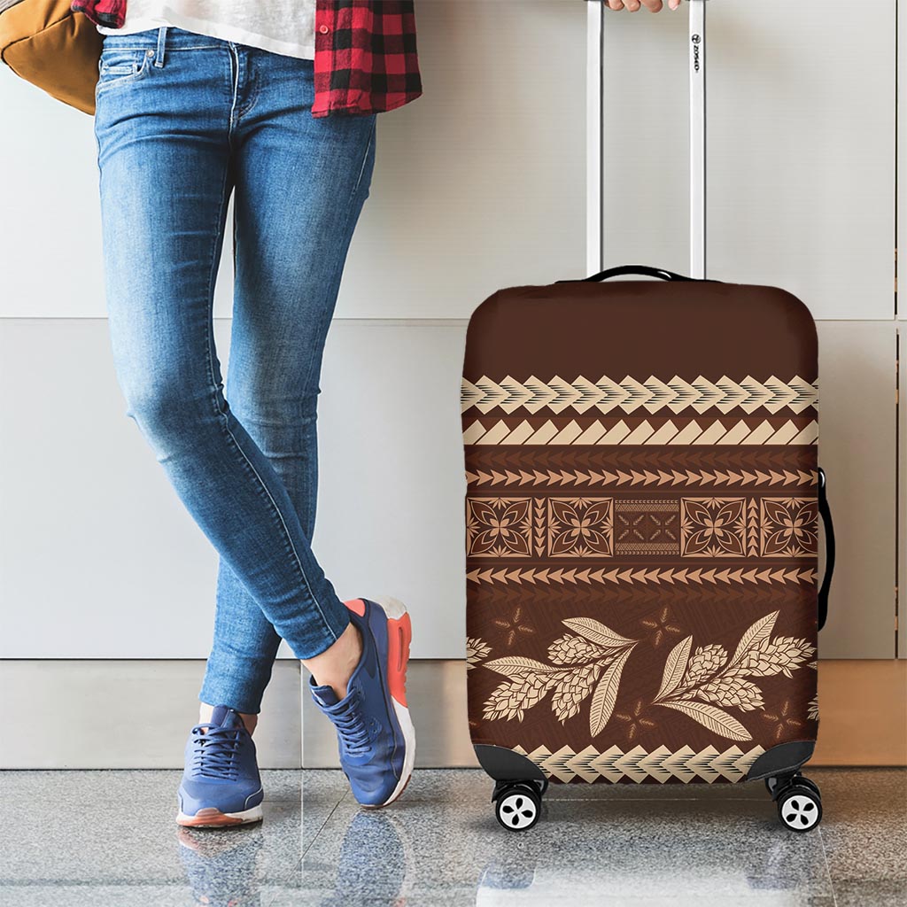 Brown Samoa Siapo Teuila Flowers Luggage Cover