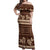 Brown Samoa Siapo Teuila Flowers Off Shoulder Maxi Dress