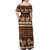 Brown Samoa Siapo Teuila Flowers Off Shoulder Maxi Dress