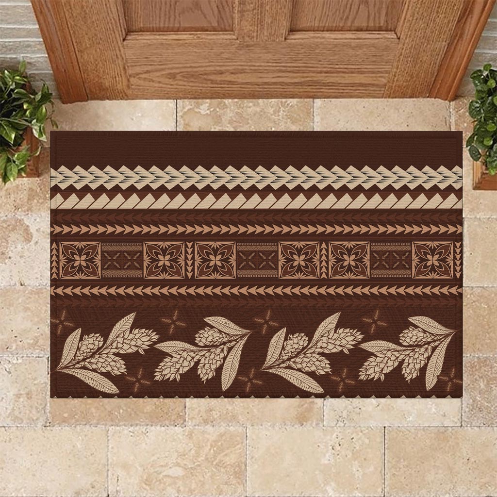 Brown Samoa Siapo Teuila Flowers Rubber Doormat