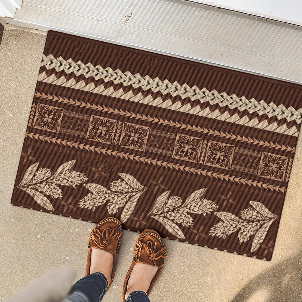 Brown Samoa Siapo Teuila Flowers Rubber Doormat