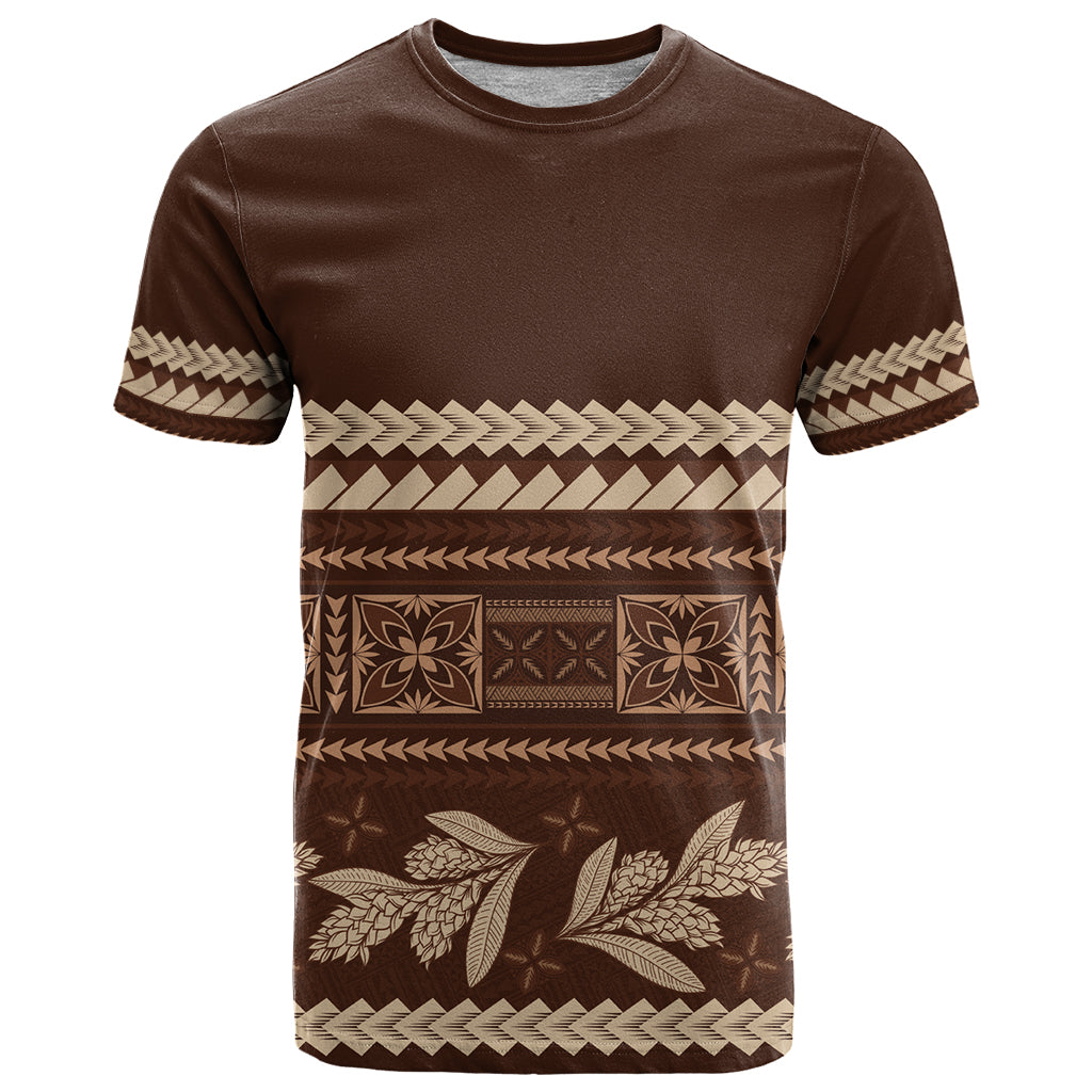 Brown Samoa Siapo Teuila Flowers T Shirt