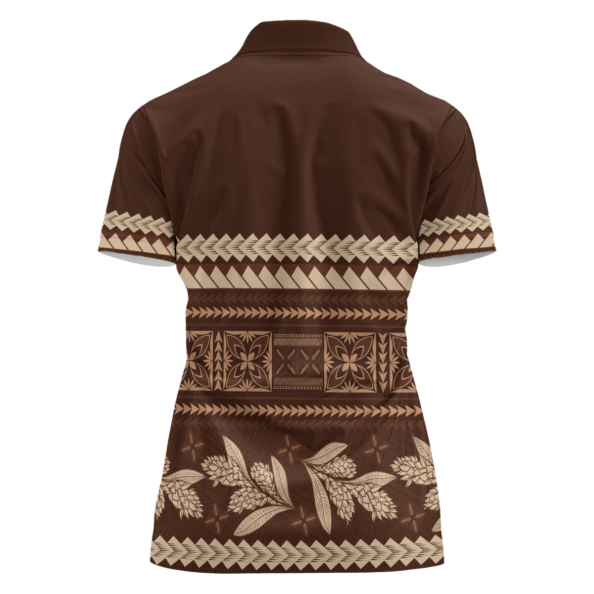 Brown Samoa Siapo Teuila Flowers Women Polo Shirt