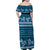 Dark Cyan Samoa Siapo Teuila Flowers Family Matching Off Shoulder Maxi Dress and Hawaiian Shirt