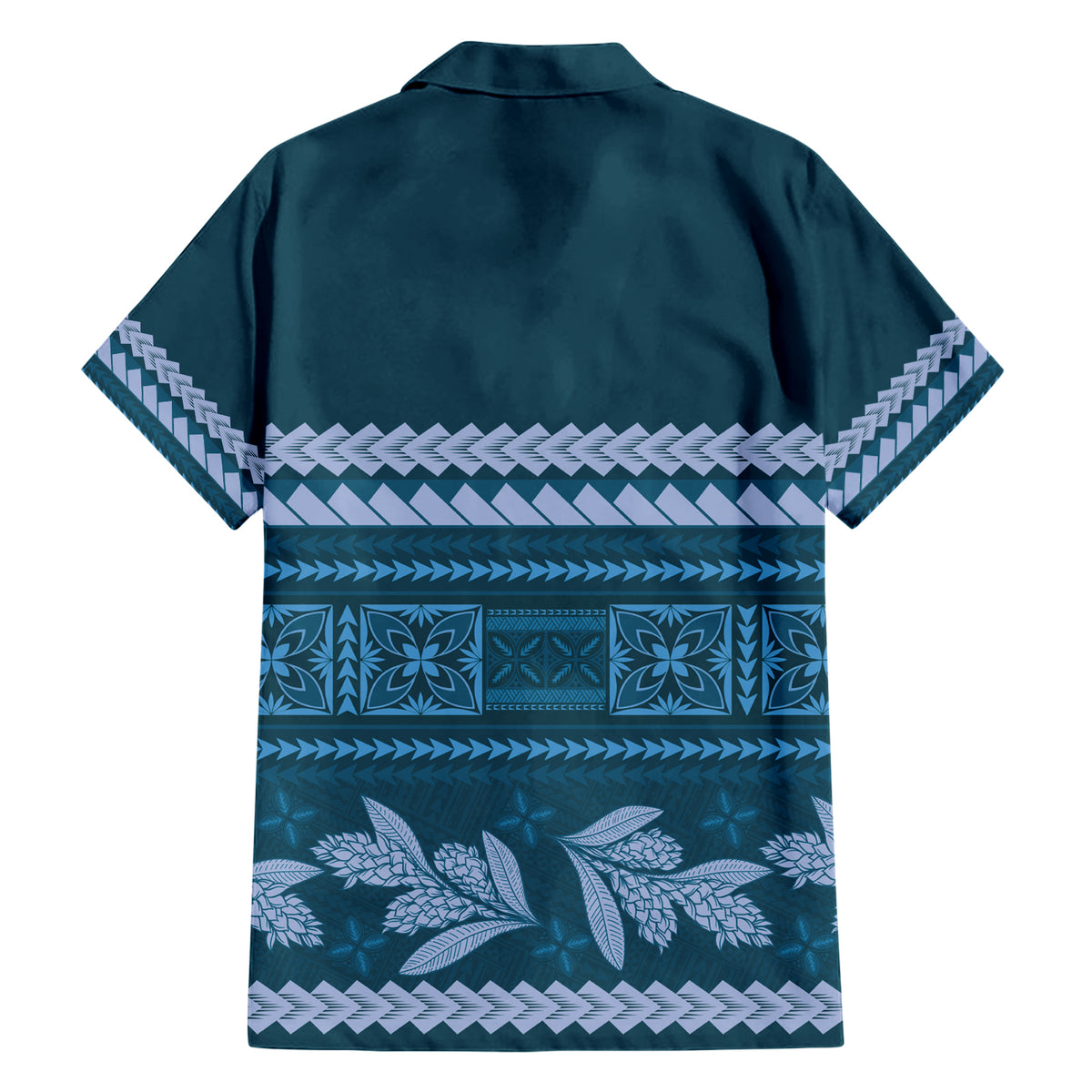 Dark Cyan Samoa Siapo Teuila Flowers Hawaiian Shirt