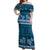 Dark Cyan Samoa Siapo Teuila Flowers Off Shoulder Maxi Dress