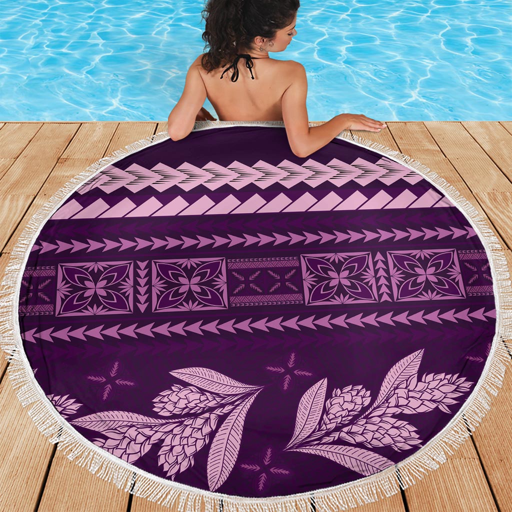 Purple Samoa Siapo Teuila Flowers Beach Blanket