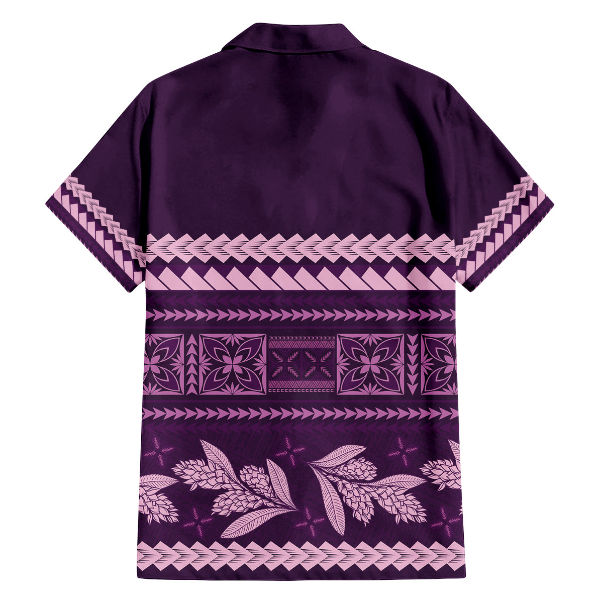 Purple Samoa Siapo Teuila Flowers Family Matching Off Shoulder Short Dress and Hawaiian Shirt