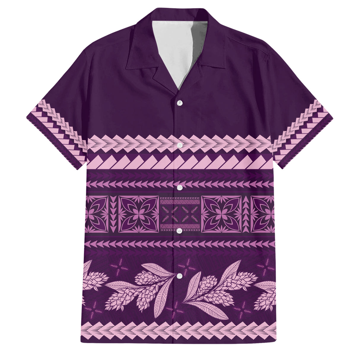 Purple Samoa Siapo Teuila Flowers Family Matching Short Sleeve Bodycon Dress and Hawaiian Shirt