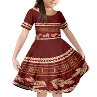 Red Samoa Siapo Teuila Flowers Kid Short Sleeve Dress LT14 KID Red - Polynesian Pride