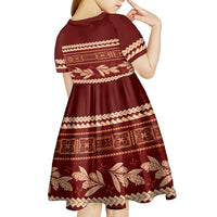 Red Samoa Siapo Teuila Flowers Kid Short Sleeve Dress LT14 - Polynesian Pride