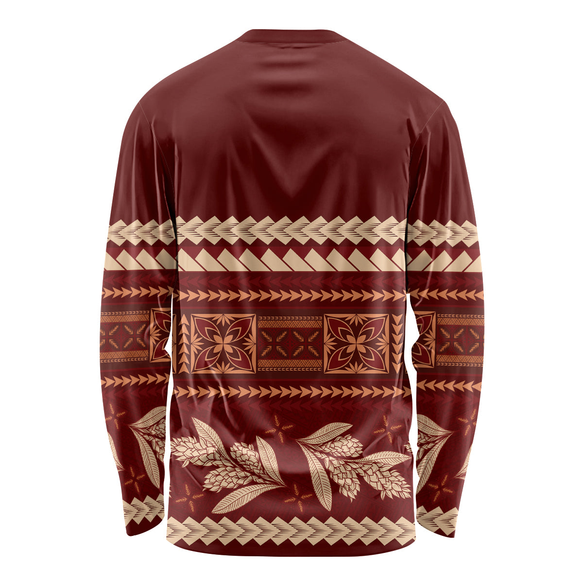 Red Samoa Siapo Teuila Flowers Long Sleeve Shirt