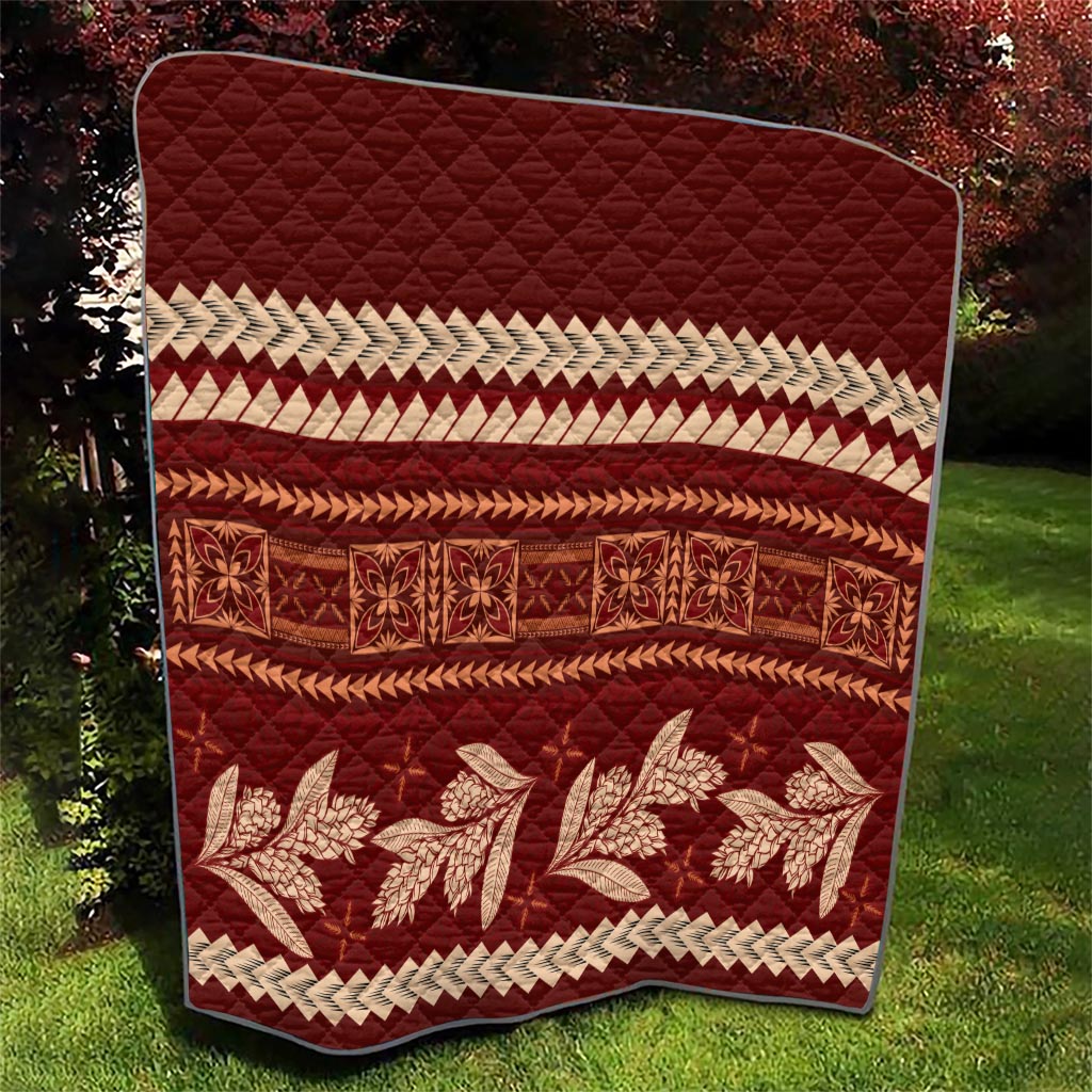 Red Samoa Siapo Teuila Flowers Quilt
