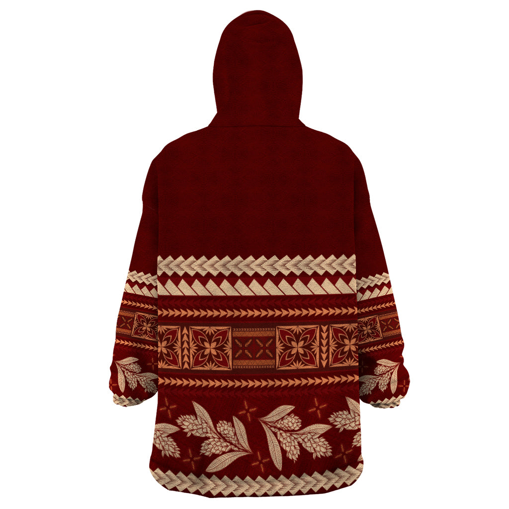 Red Samoa Siapo Teuila Flowers Wearable Blanket Hoodie