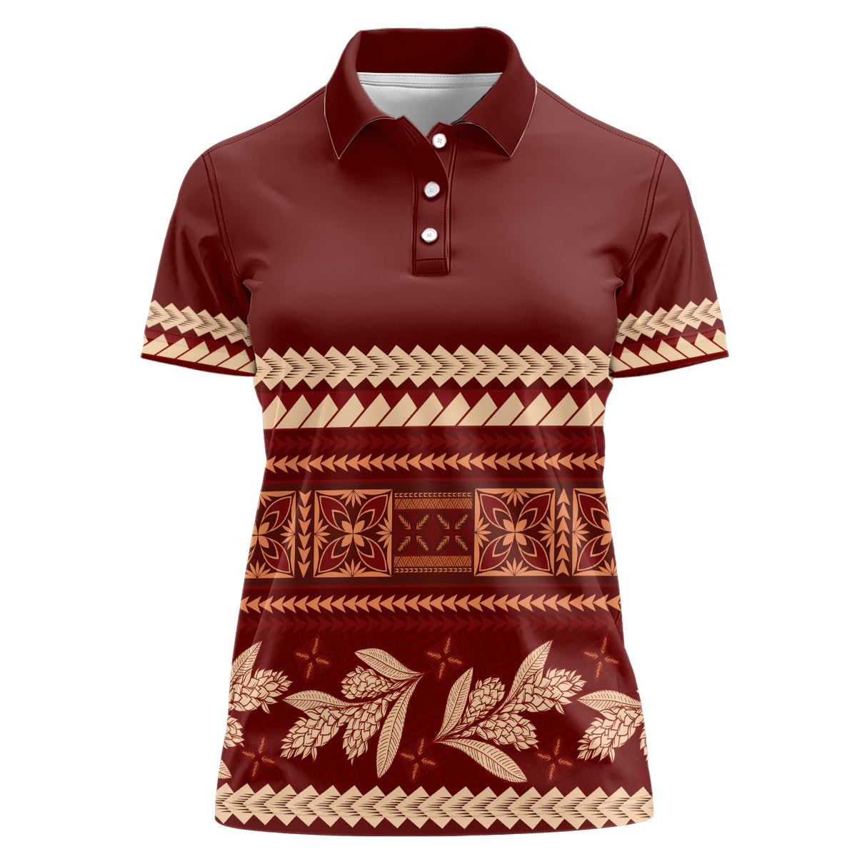 Red Samoa Siapo Teuila Flowers Women Polo Shirt